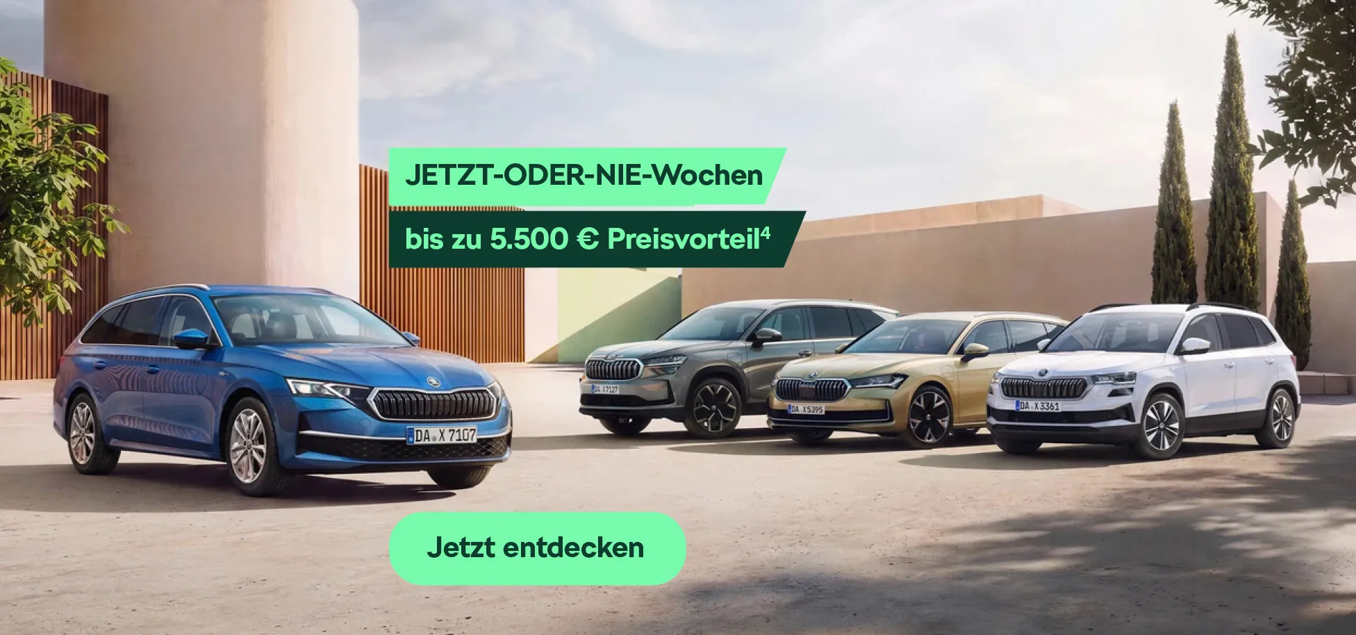 Günstiger wird eine Gelegenheit nicht mehr: mit den Škoda BEST-FOR-ALL-Paketen bei den Škoda JETZT-ODER-NIE-Wochen.